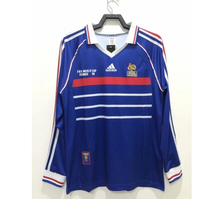 France 1998 World Cup Home Long Sleeve Soccer Jersey